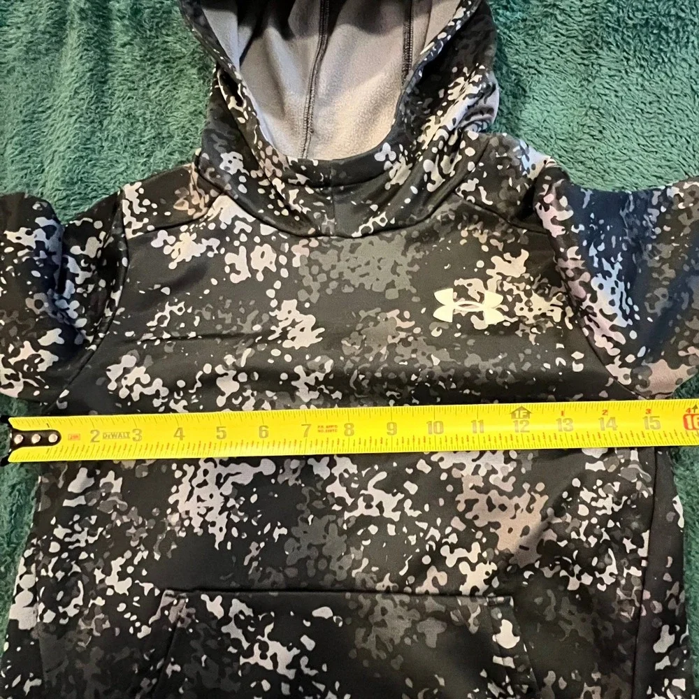 Kids Under Armour Small Grey Hoodie Digital Camo Polyester Pullover Logo